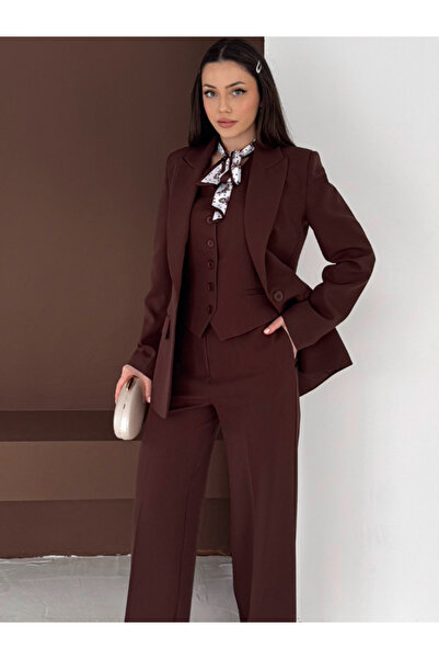 VUNTAL Costum Blazer cu un singur nasture Jachetă Pantaloni Vestă Costum triplu