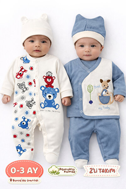 Onouqo 2-Piece Newborn Baby Hat and Booties Set + Sleeping Bag Set - Soft Tex...