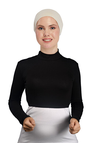 Altobeh Uzun Kol Balıkçı Yaka Boğazlı Likralı Penye Kadın Yarım Body - Siyah