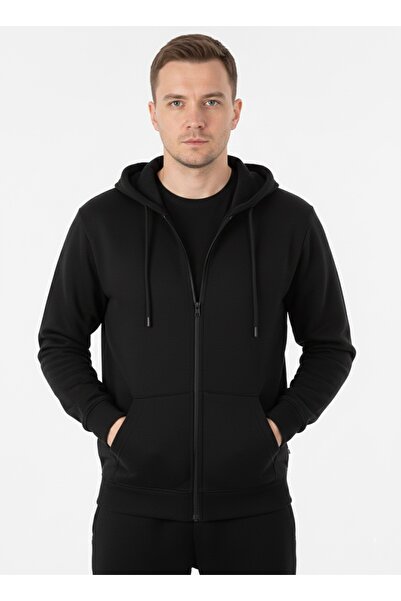 assef Bumbac pentru bărbați cu căptușeală din fleece cu glugă slim fit Jachet...