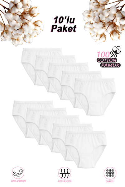 ÖZKAN underwear Özkan 0825 - Pachet de 10 chiloți pentru fete, 100% bumbac, t...