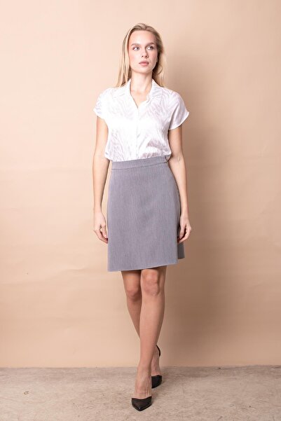 Jument High Waist Lycra Light Fabric - Knee Length Gray Melange Bell Skirt