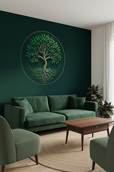 dreamwall Mistik Yeşil Hayat Ağacı Desenli Duvar Kağıdı