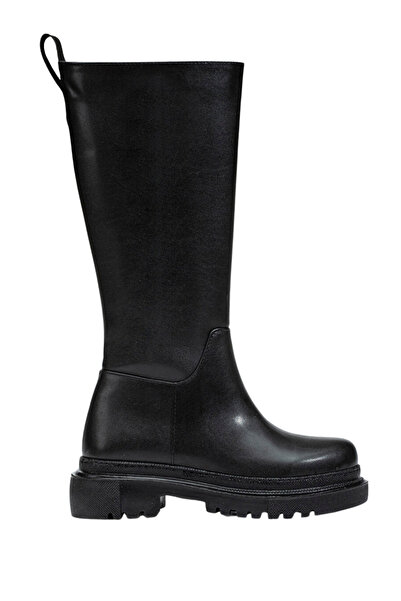Liarca Women's Black Below-The-Knee Boots – Thick-Soled, Zippered, Casual Com...