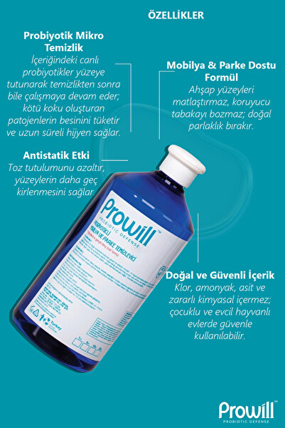 PROWİLL Probiyotikli Parke & Ahşap Mobilya Temizleyici 1 L | Yüzey Temizleyici