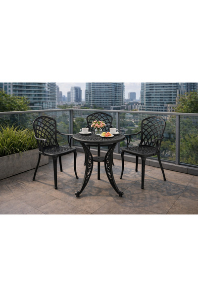 HubRom Σετ επίπλων κήπου, 1x στρογγυλό τραπέζι (60×72 cm) + 3x καρέκλες HITIT...