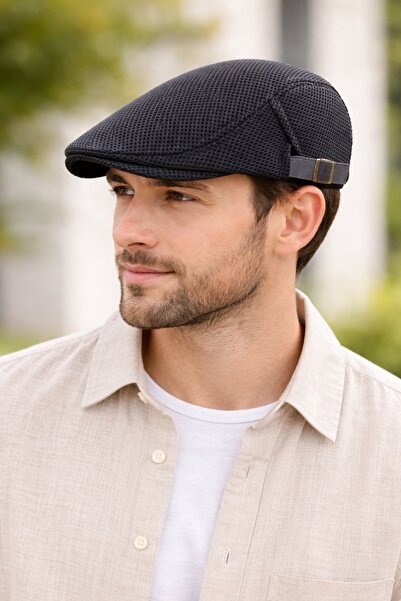 GlassySKY Şık İtalyan Model Erkek Fileli Nefes Alabilir Kasket Şapka Güneş Ko...
