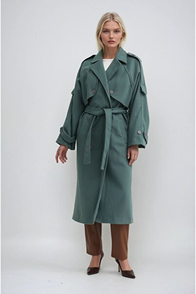 Lijuri Double-Breasted Collar Belted Cashmere Coat 7096 R8-F-K2