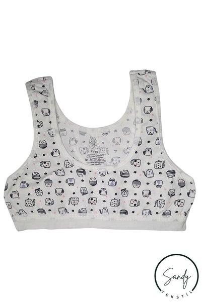 Koza soft Sandy 3-Piece Girls' Thick Strap Cotton Non-Padded Training Bra Half Tank Top Set