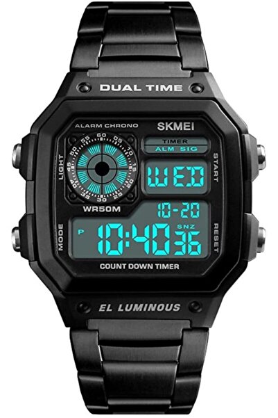 Skmei Stylish Design Lightweight Men's Wrist Watch Metal Band Black Color Sk ...