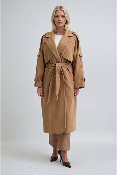 Lijuri Double-Breasted Collar Belted Cashmere Coat 7096 R8-F-K2