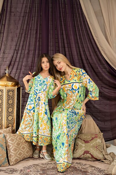 AFandina جلابية الام والبنت راقية بقصة واسعة ونقشة مميزة لأسلوب متفرّدSM -43