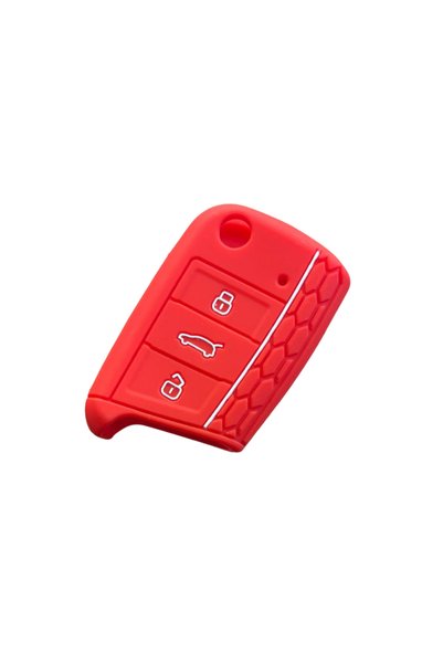 AutoHan Keys غطاء مفتاح نانو لسيارة فولكس فاجن جولف تيجوان، سيليكون أحمر على شكل خلية النحل