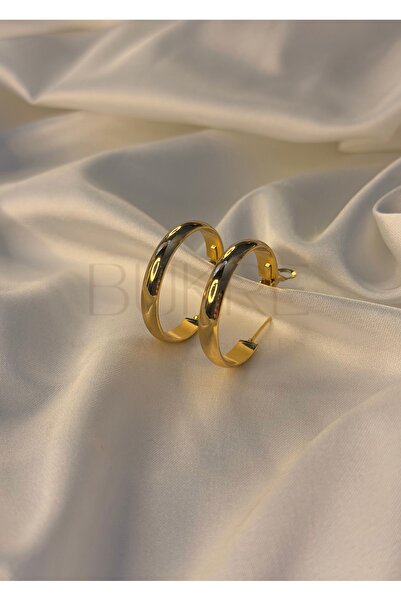 Paslanmaz Çelik Gold Oval Halka Küpe