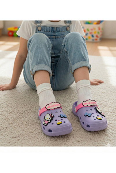 BENGASO Kız Çocuk Sandalet Terlik Hello Kittty Tasarımlı Kaymaz Tabanlı Okul,...