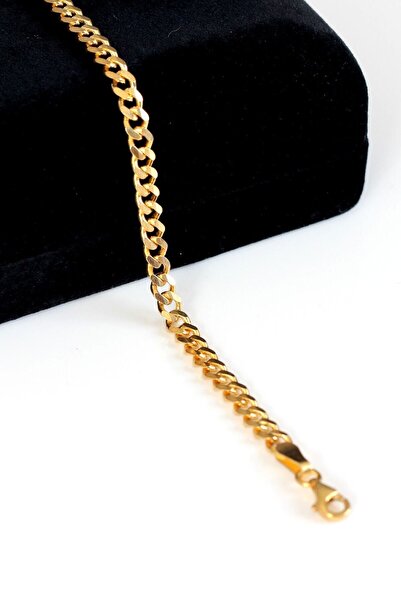 Piraye Silver Altın Kaplama Gurmet Bileklik 4.6 Mm Genişlik 21 Cm