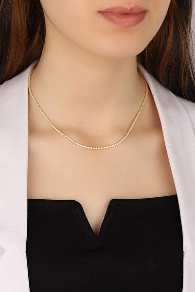 anadolusilver 925 Ayar Gümüş Suyolu Kolye 14 K Gold Kaplama