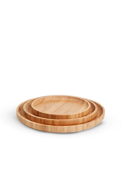 WOOD Wooden serving tray set made of bamboo, nesting set of 3 pieces, suitabl...