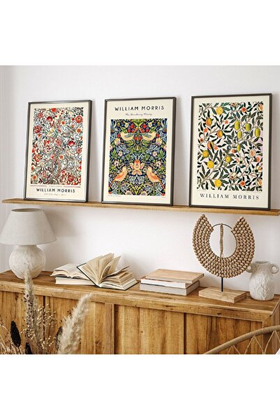 BabelHome William Morris 3'lü Set - Çerçeveli Tablo - Çerçeveli Poster 30x40cm