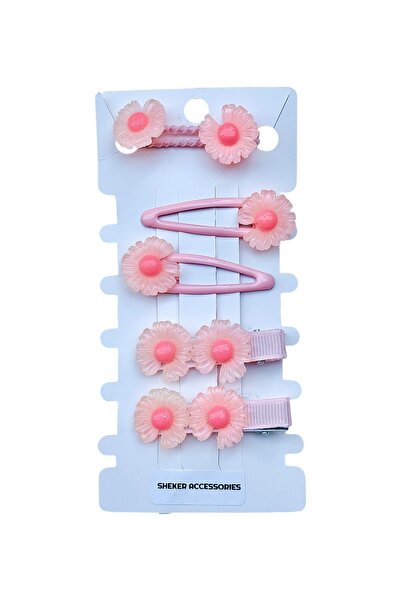 SHEKER HOME Kız Çocuk Çiçek Figürlü Toka Seti – 6 Adet | Sheker Accessories