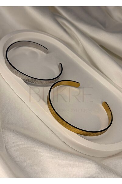 stainles steel Paslanmaz Çelik Gold ve Silver Ayetel Kürsi 2’li Set Bilezik