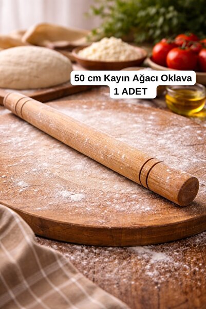 İNSTAHOME 50 Cm Oklava Ahşap Kalın Oklava 1 .sınıf Kayın