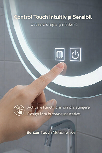 Sphere Oglindă rotundă cu LED, 60 cm, tactilă, sistem de dezaburire, reglabil...