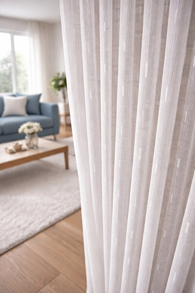 MİR TÜL PERDE MAKARNA DESENLİ GÜMÜŞ SİMLİ AĞIR GREMAJLI ÜTÜ İSTEMEZ