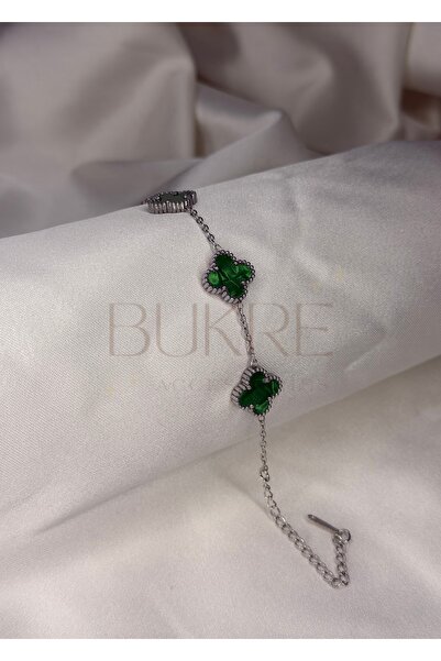 stainles steel Paslanmaz Çelik Büyük Sedefli Çift Taraflı Yonca Bileklik