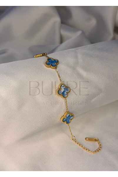 stainles steel Paslanmaz Çelik Büyük Sedefli Çift Taraflı Yonca Bileklik