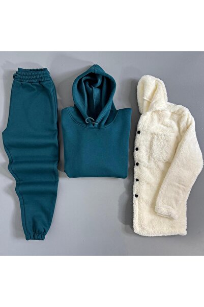 WENMİNG سترة رجالية من القطيفة + طقم رياضي مكون من مبطن بالصوف قطع بغطاء رأس ...