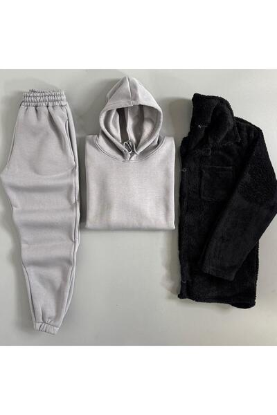 WENMİNG Jachetă de pluș pentru bărbați + 3 fire Ş cu căptușeală din fleece K ...