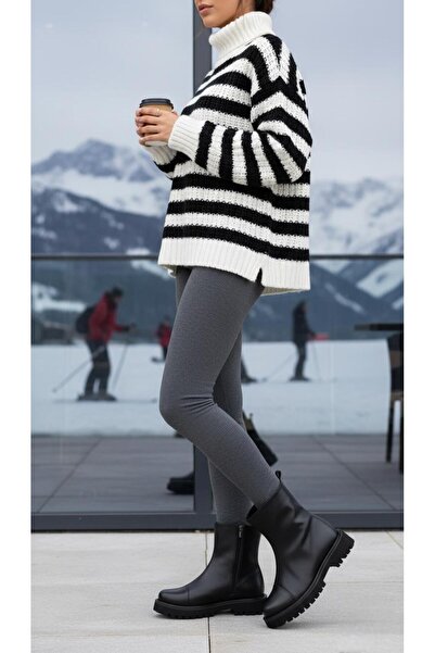 37Numara حذاء نسائي كبير الحجم بنعل إيفا 41-42-43-44-جلد أسود