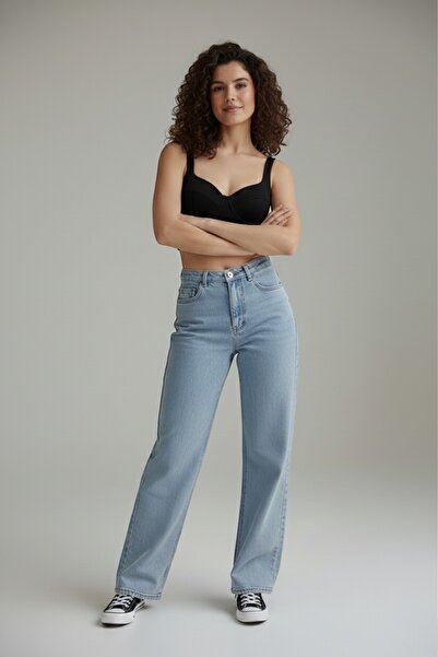 St.Poll Christian 90's Light Blue Palazzo Wide Leg Super High Waist Jeans