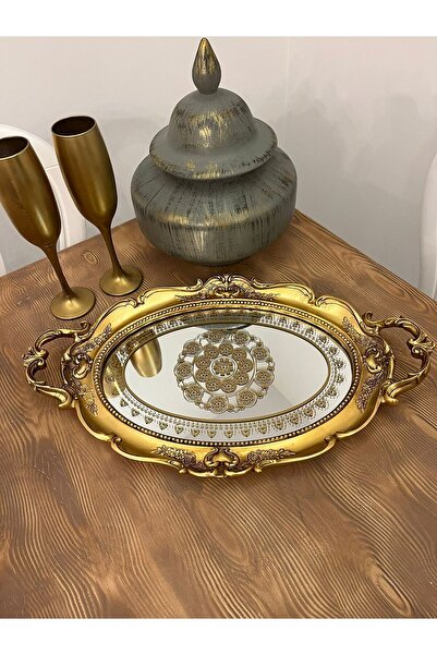 NARART Hanlar Home Şık Klasik Hediyelik Oval Sunum Tepsisi