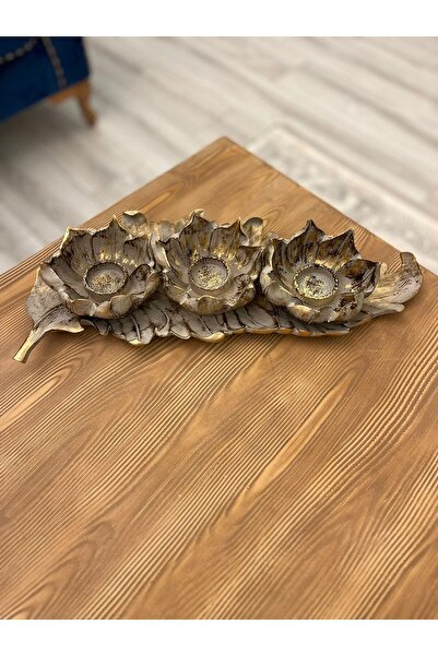 Genel Markalar Hanlar Home Yapraklı Üçlü Dekoratif Lotus Çiçek Hediye Seti