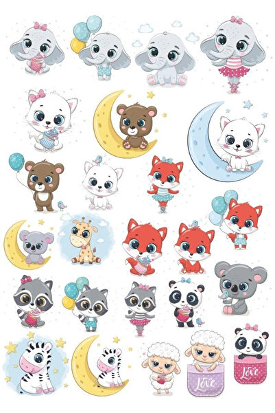 Reysa Tasarım مجموعة ملصقات حيوانات لطيفة - 5 ملصقات مكونة من 12 قطعة للهاتف ...