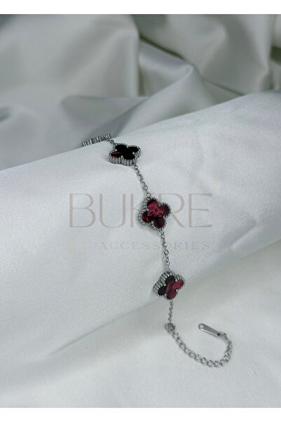 stainles steel Paslanmaz Çelik Büyük Sedefli Çift Taraflı Yonca Bileklik