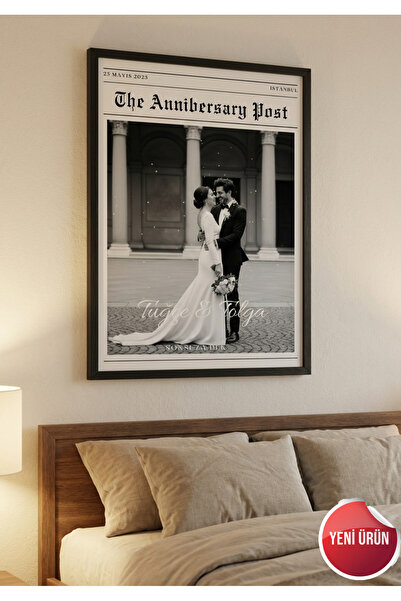 Atölyer ÇERÇEVELİ GAZETE KONSEPTLİ FOTOĞRAF A4 (21x30 cm)Düğün fotoğrafı, Niş...