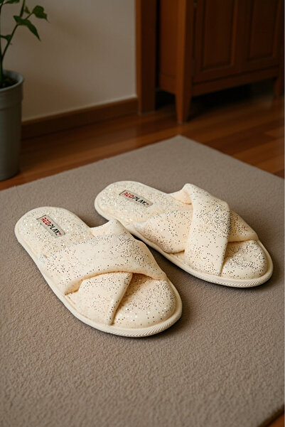 RedPlay Дамски вътрешни чехли с кръстосана шарка Velsoft мека неплъзгаща се п...