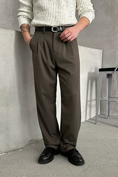 HYMAN Erkek Pileli Baggy Kalıp Kumaş Pantolon