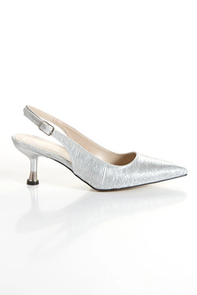 Miss Mitto Tocuri stiletto confortabile pentru femei, argintii, cu toc galvan...