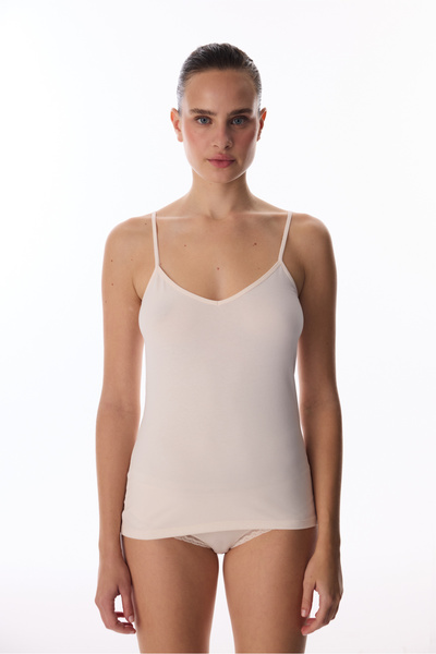 Penti Bej Reversible Side Pamuklu V Neck Atlet