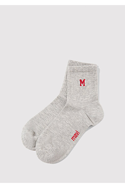 Mavi M Embroidered Gray Socks 1913541-24386