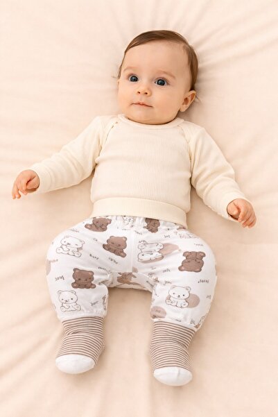 Kindo Baby Bebek patikli pantolon ,Kendinden çoraplı pantolon , %100 pamuk