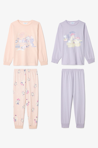 Penti Zweiteiliges Langarm-Pyjama-Set aus Baumwolle mit Meowdy-Katzenmuster f...