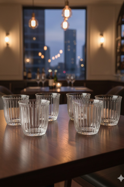 Home Linea Striped Glass Water Glass Set of 6 280 Cc