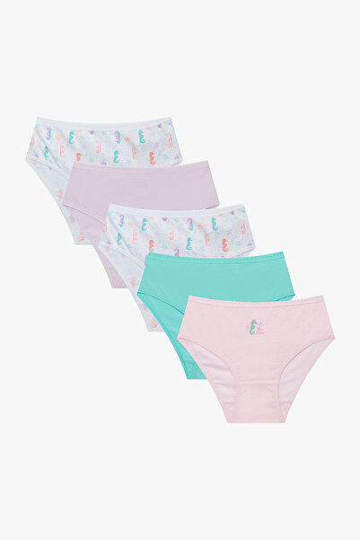 Penti Chiloți din bumbac multicolori pentru fete Seahorse cu imprimeu 5-pachet