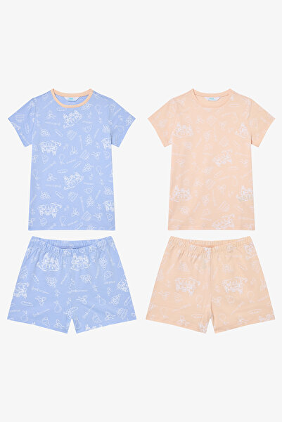 Penti Mehrfarbiges 2-teiliges Pyjama-Set aus Cote D'Azur-Baumwolle für Mädchen