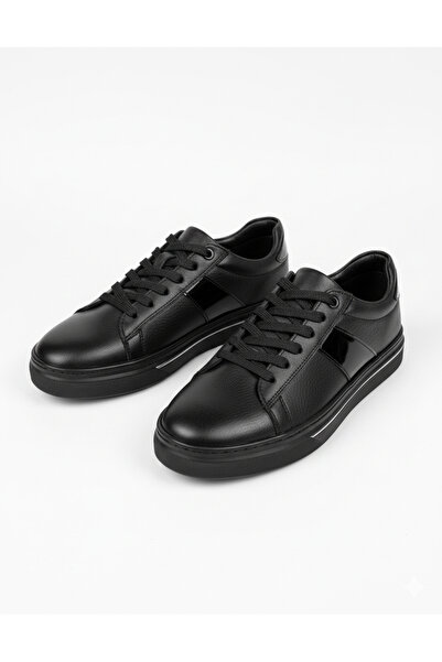 Genuine Leather Black Men's Sneaker | Rubber Sole Casual Shoes MRT-24102517